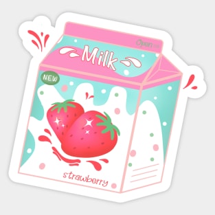 Retro 90s Japanese Kawaii Strawberry Milk Shake Carton Sticker